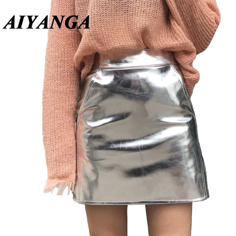 Women Pu Leather Skirt 2018 Autumn Streetwear Casual Office Work Wear Bodycon Pencil High Waist Mini Skirts Jupe | Женская одежда