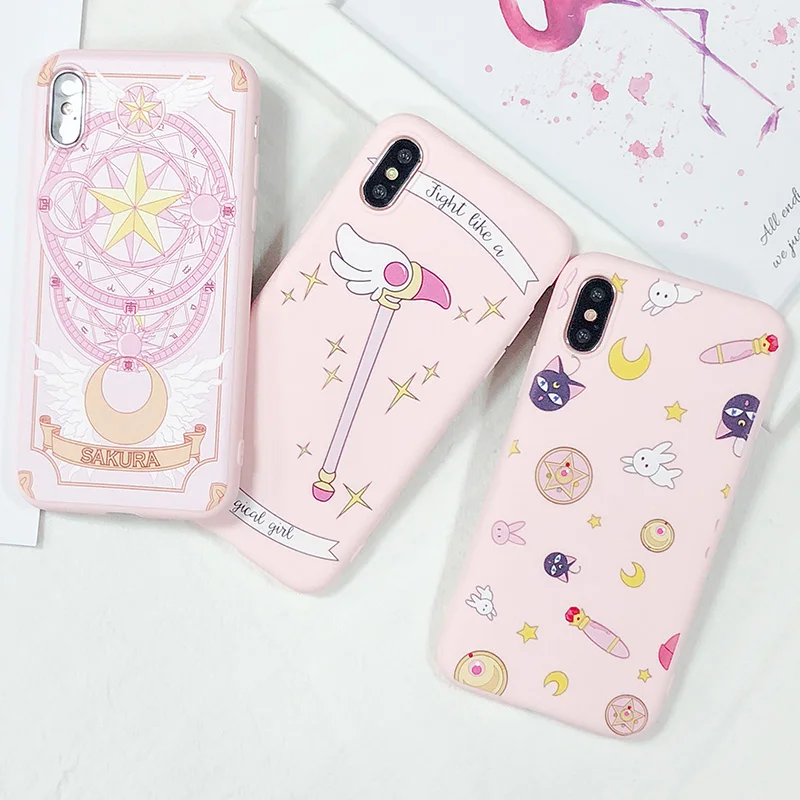 Магические карты для iPhone Xs XR Max Чехол мобильного телефона iPhone6s 7 8 Plus розовое