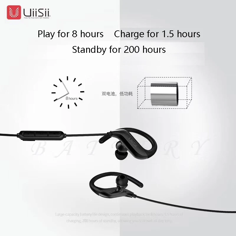 UiiSii BT100 шейным вкладыши наушники с микрофоном объем BT5.0 Спорт Bluetooth гарнитура Совместимость с Android IOS Телефон