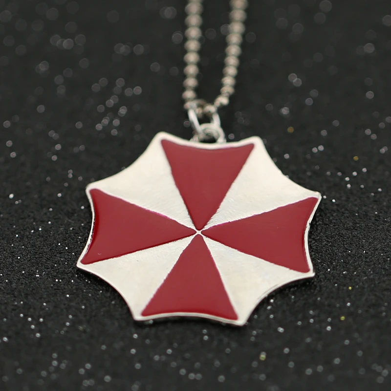 Ожерелье bioаз Alice Umbrella Corporation кулон с красной эмалью серебристого цвета модное