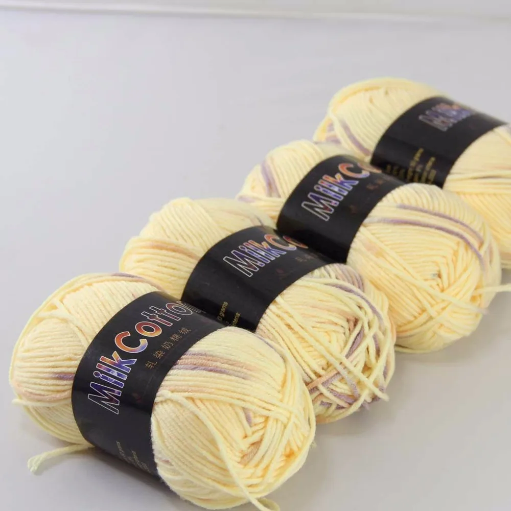 Multi Color 4Skeinsx50g Soft Cotton Wool DIY Socks Scarf Knitwear Wrap Kraft yarn Orange yellow 2075-13 | Дом и сад