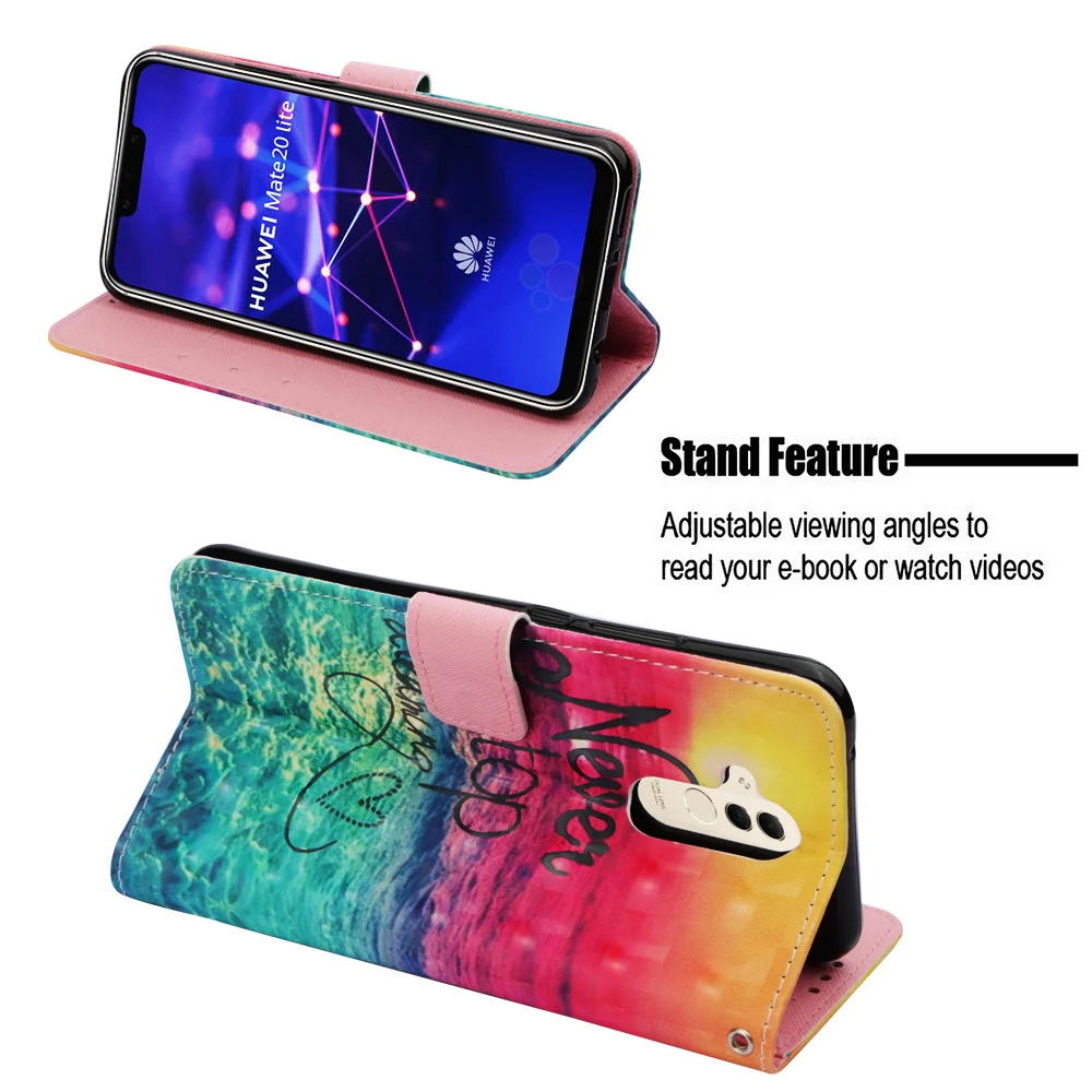 Чехол-бампер для Huawei Mate 20 Lite милый кожаный чехол-книжка Mate20 SNE-LX1 SNE-LX2 3D узор