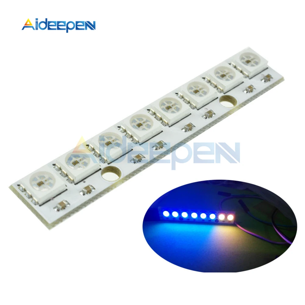 WS2812 WS2812B WS 2811 5050 RGB Светодиодная лампа панель модуль 5 в 8 каналов битная Радужная