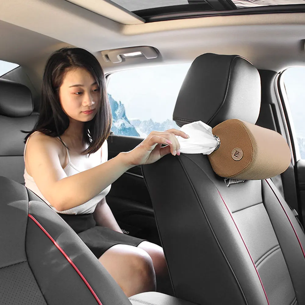 

LOEN 1pcs Car Neck Pillow Car Tissue Box Hanging Seat Back Support Cushion Memory Foam Seat Cover Headrest Waist Lumbar Pillow