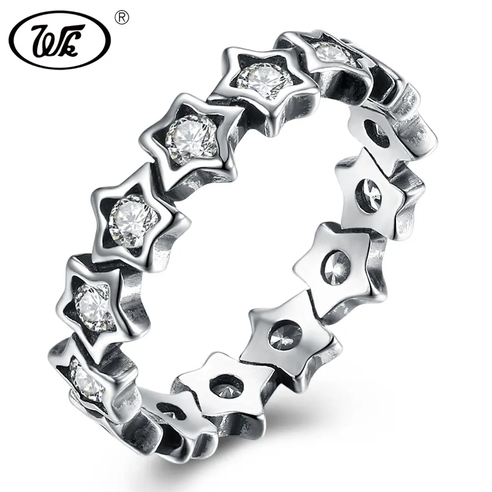 WK завод горячие реального Чистая 925 пробы Серебряные кольца Jewelry Винтаж циркон