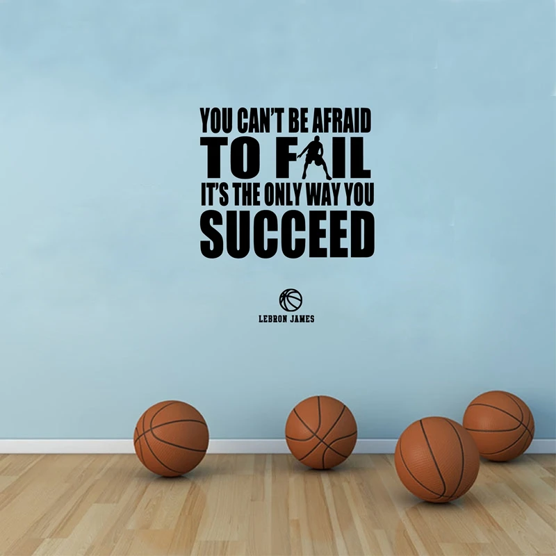

Basketball and Success Quotes Vinyl Wall Sticker Lebron James Inspirational Quote Wall Art Decal For Boys Room Decoration