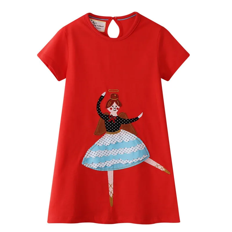 W6159 red girl Jumping meter/вечерние платья для маленьких девочек; летнее платье с рисунком яблока; одежда с короткими рукавами для девочек; новые модные платья принцессы для детей - Цвет: W6159 red girl