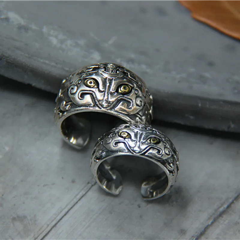 Мужское регулируемое кольцо из твердого серебра 925 пробы винтажное серебряное в