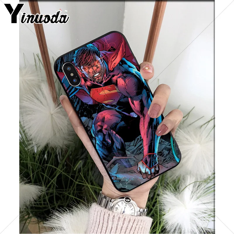 Yinuoda DC hero Супермен Силиконовый мягкий ТПУ Черный чехол для телефона для iPhone X XS MAX 6 6s 7 7plus 8 8Plus 5 5S SE XR