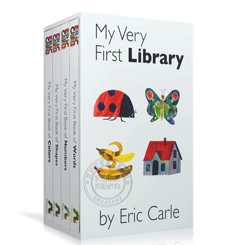4 Books/set Baby English Coloring Cardboard Book My Very First Library Eric Carle Picture Story Books for Kids Educational Toys | Игрушки и