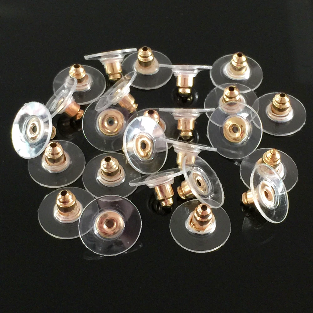 Серьги-гвоздики пластиковые золотистые/серебристые 20 шт. | Украшения и