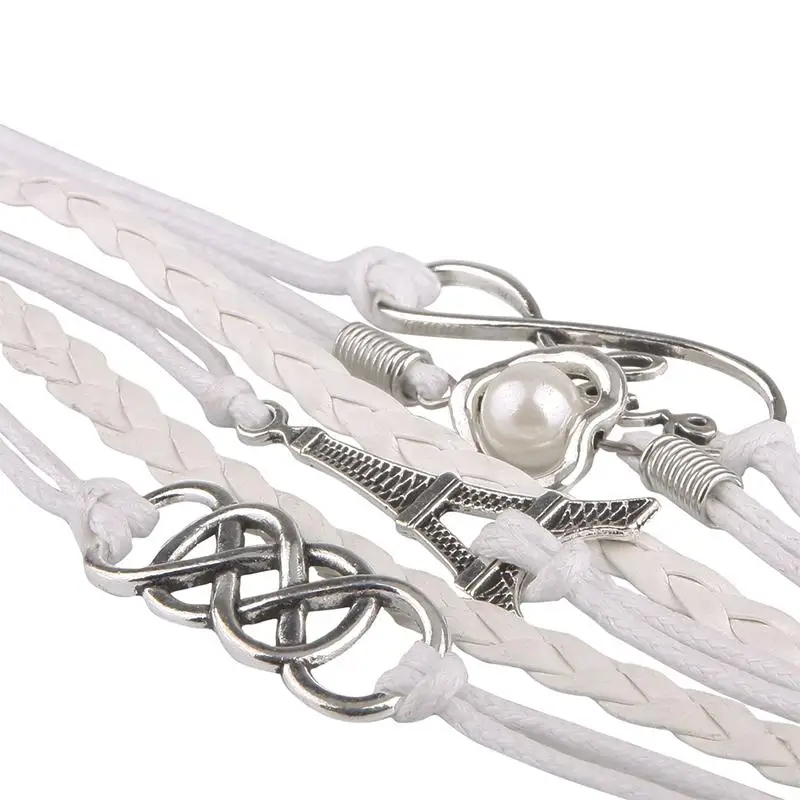 Горячая Распродажа кожаный браслет с подвесками Бесконечность Любовь Сердце