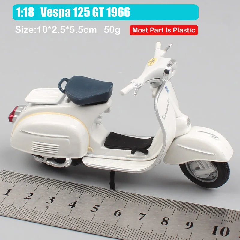 125 GT 1966 1:18 весы piaggio vespa скутер 98 PK 125 GTR P150X 300 MP5 Primavera GTS мото rcycle мото велосипед литые автомобили игрушки модель детей - Цвет: 125 GT 1966
