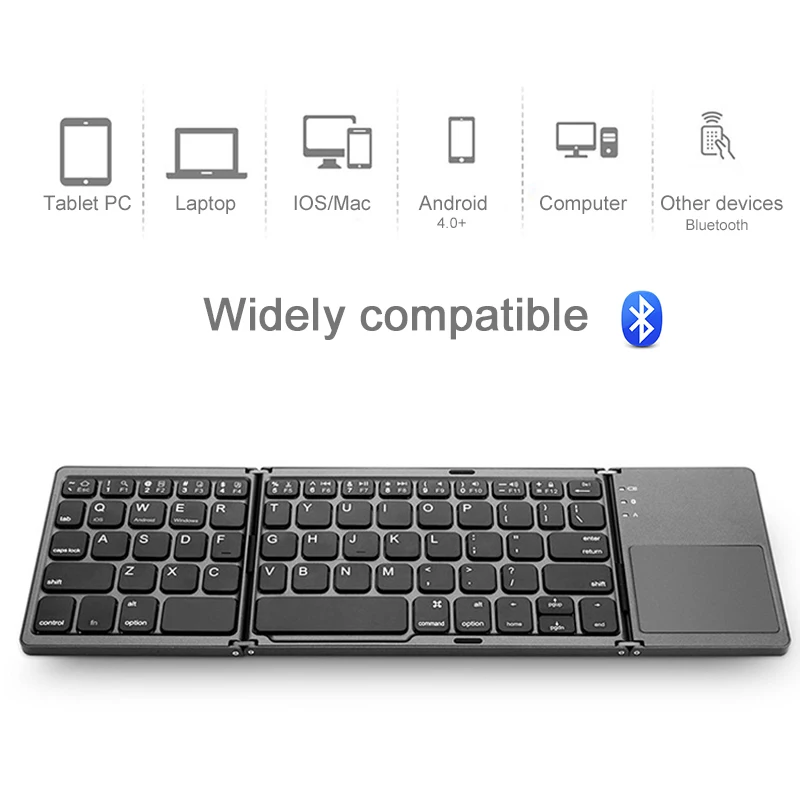 CHUANCHI B033 портативная двухместная Складная Bluetooth клавиатура BT беспроводная