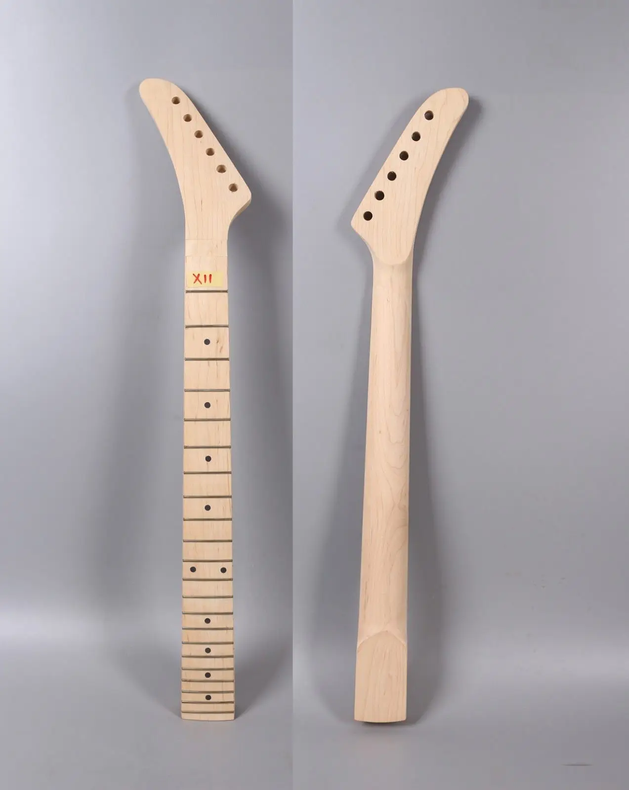 Maple Guitar Neck 22 Fret 25.5 Inch Locking Nut banana Style Unfinished Electric Guitar Replacement Left Hand