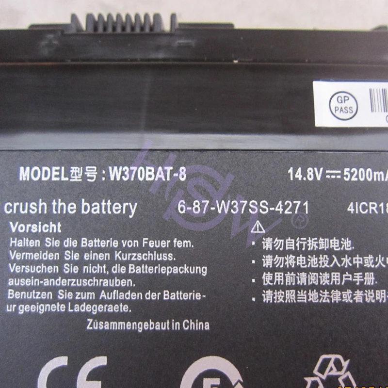 HSW Аккумулятор для W370bat-8 Clevo W350et W350etq W370et Sager Np6350 Np6370 Schenker Xmg A522 XMG A722 6-87-w370s-4271 |