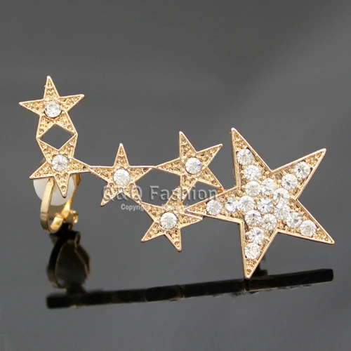 Блоггер Fav съемка звезда кристалл инкрустация уха Запонки шпилька обертывание