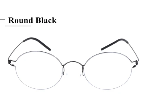 Round Black Ручная работа, титановые винтажные оптические очки по рецепту, круглая оправа, легкие, корейский стиль, Ретро стиль, Oculos de Grau для мужчин и женщин - Цвет оправы: Round Black