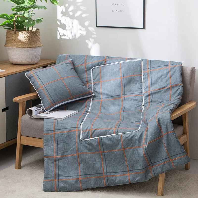 Plaid Pattern Подушка одеяло двойного назначения многофункциональная двойная молния складной мягкий для автомобиля офисный диван J2Y - Цвет: Plaid Pattern