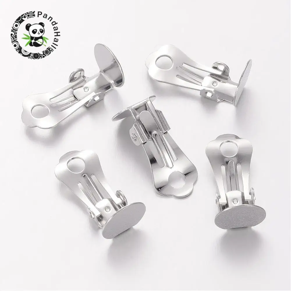 

400pcs Platinum Color Brass Clip-on Earring Components Finding for Jewelry Making Nickel Free 18.5x9.5x8mm Tray: 10x9.5mm