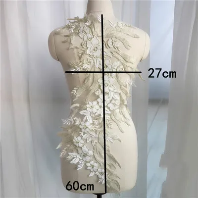 Gold thread Золотые шелковые большие кружевные цветы белое свадебное платье ручной работы DIY невесты аксессуары для волос кружева патч одежда аппликация - Цвет: Gold thread