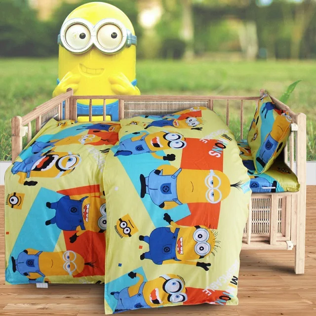little yellow man Комплект детского постельного белья из 3 предметов, хлопковые комплекты для детской кроватки, комплект для детской кроватки, включая пододеяльник, наволочку, наматрасник, детская простыня, покрывало - Цвет: little yellow man