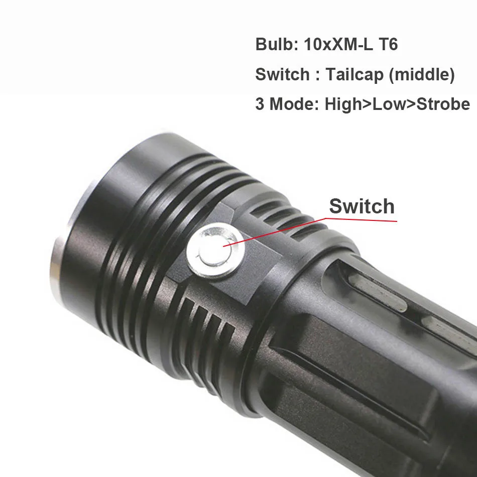 10T6 LED Flashlight KING T6 18650 flashlights waterproof rechargeable Torch Camp Lamp Light Hunting | Лампы и освещение