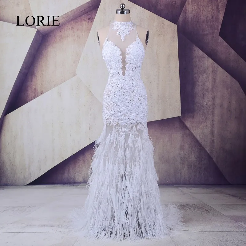 Роскошное перьевое платье русалки для выпускного вечера 2018 Лори Vestidos de baile