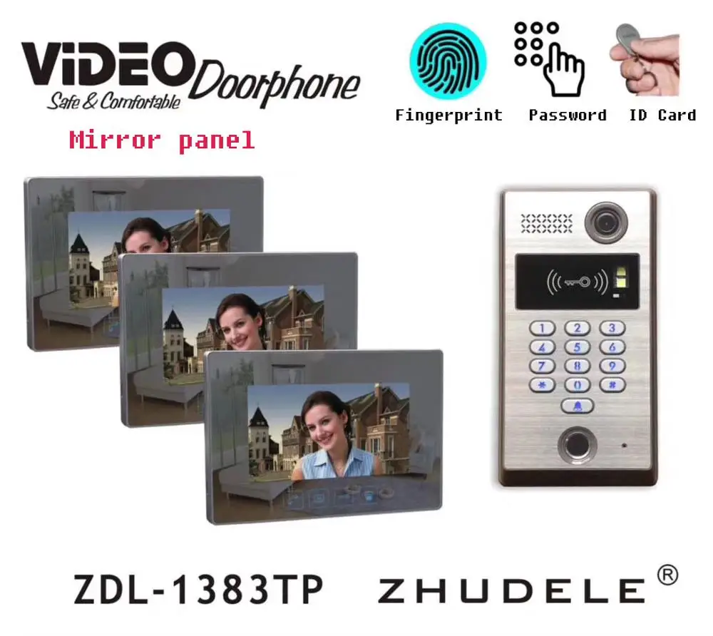 ZHUDELE Touch Key 7-дюймовый ЖК-дисплей RFID с идентификационной картой и паролем