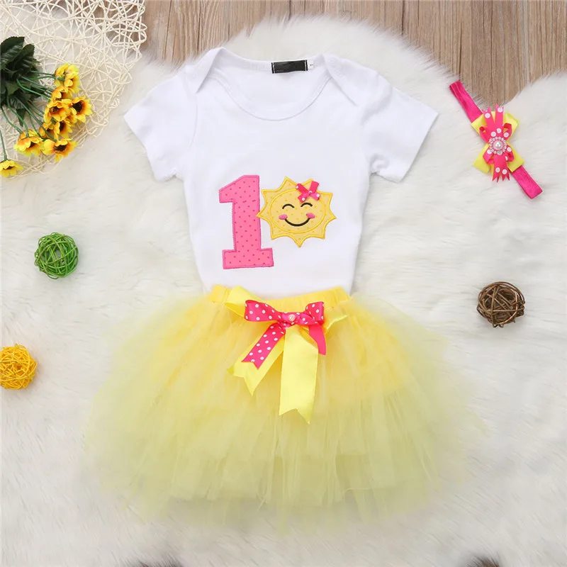 Милая детская одежда для дня рождения Одежда девочек комплект одежды