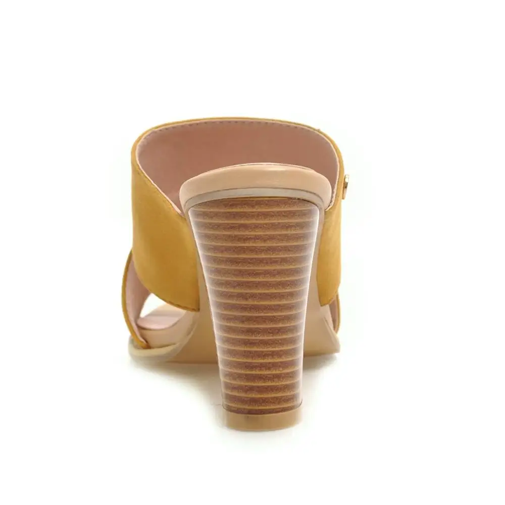 Женские шлепанцы из искусственной замши летние туфли на высоком каблуке