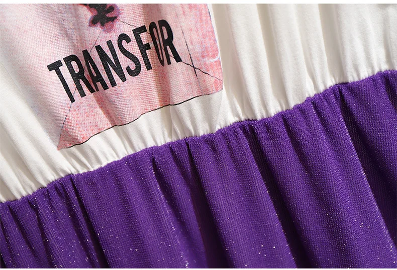 2XL-6XL, летнее женское длинное платье большого размера, повседневное, плюс размер, женское платье с оборками, фиолетовое, имитация двух частей, Платья 5XL