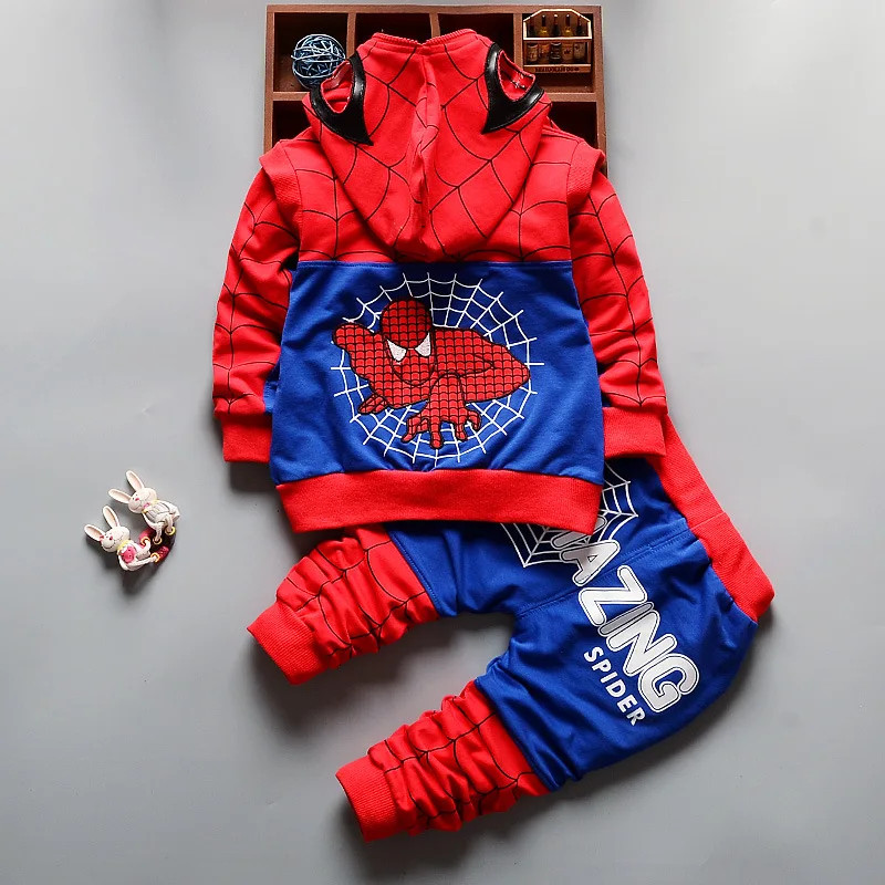 New Spiderman Baby Boys Clothing Sets Cotton Sport Suit For Clothes Spring Spider Man Costumes KIds Three piece set | Детская одежда и