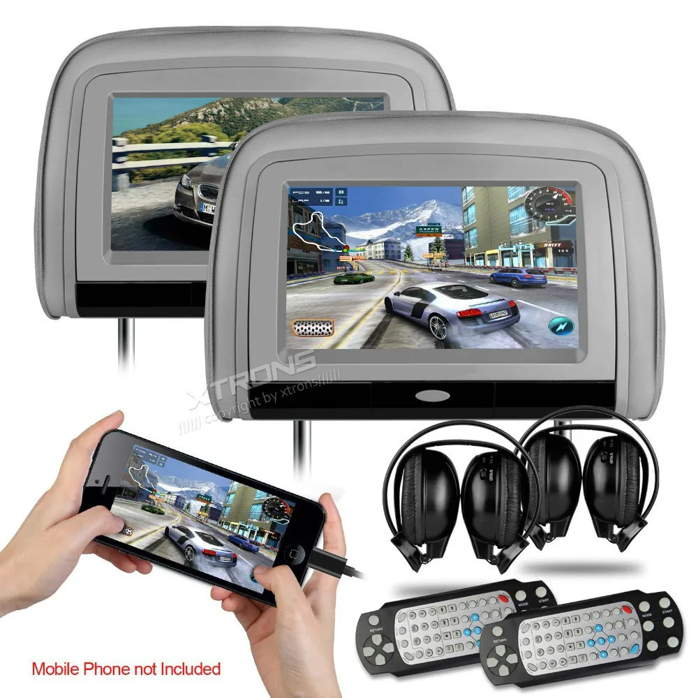 DVD плеер XTRONS серый с 2 ИК наушниками 8 бит и 32 бит|headrest dvd player|headrest car playercar headrest player |
