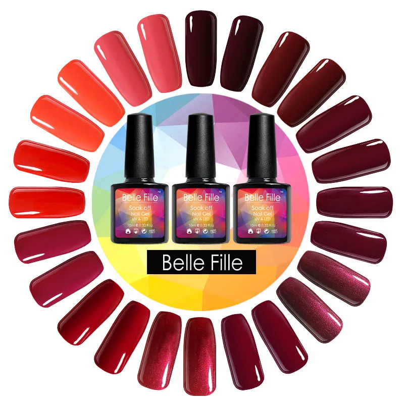 Belle Fille Роза цвет красного вина серии Цвет Gelpolish UV Гель Soak Off лак для ногтей 10 мл Лак