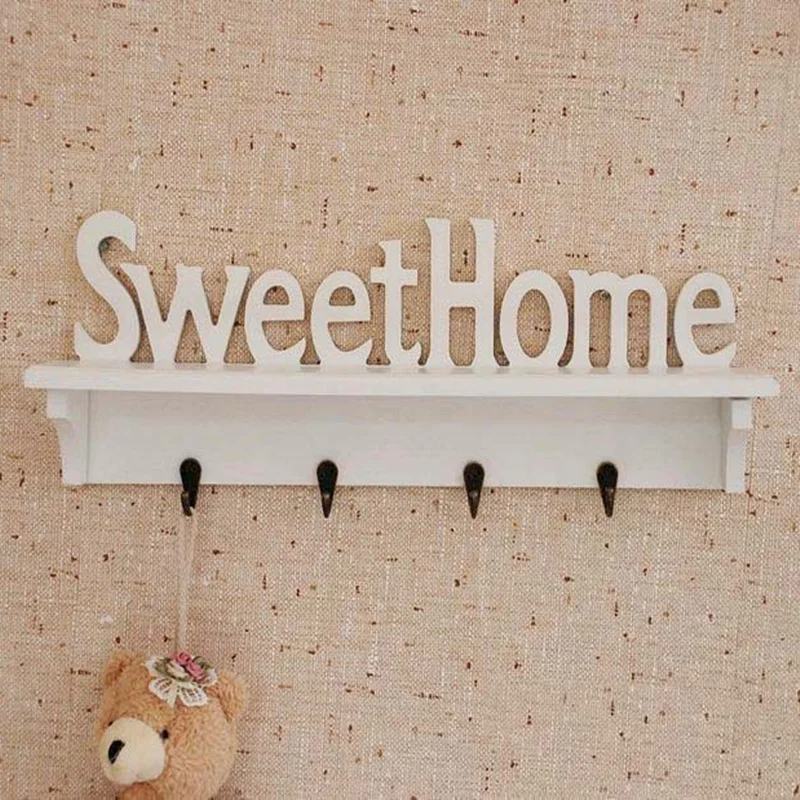 DIY Полые дерева Sweet Home настенная полка с крючками белое пальто шляпа стеллаж для