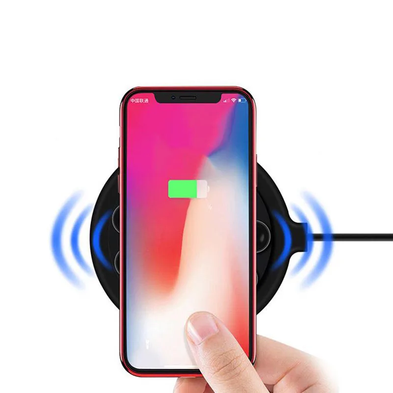 Круглое портативное беспроводное зарядное устройство QI 10 Вт для Samsung Galaxy S9 Plus S8 Note