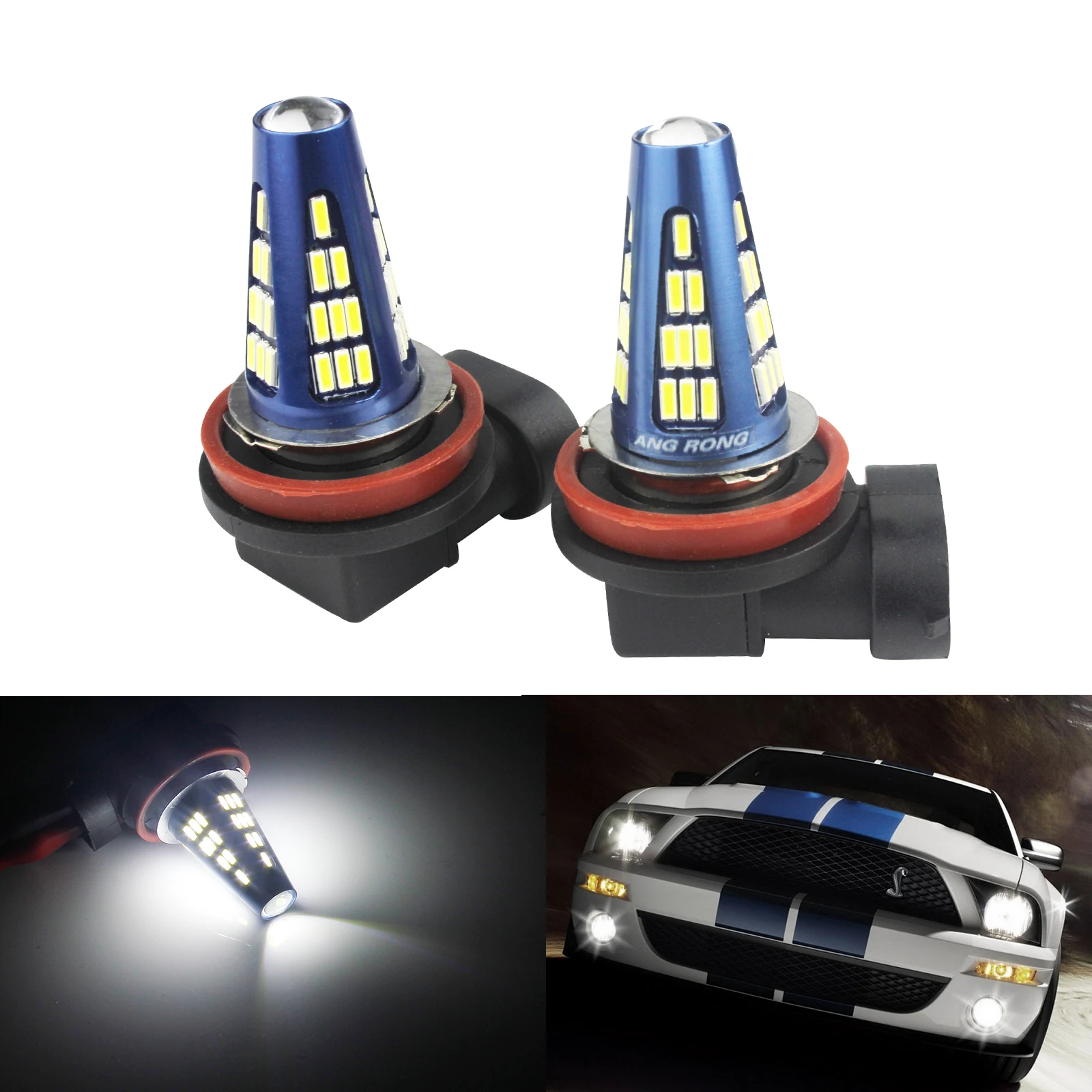 ANGRONG 2x автомобильный светильник s H11 H8 48 SMD светодиодный 5 Вт Светодиодный дневной