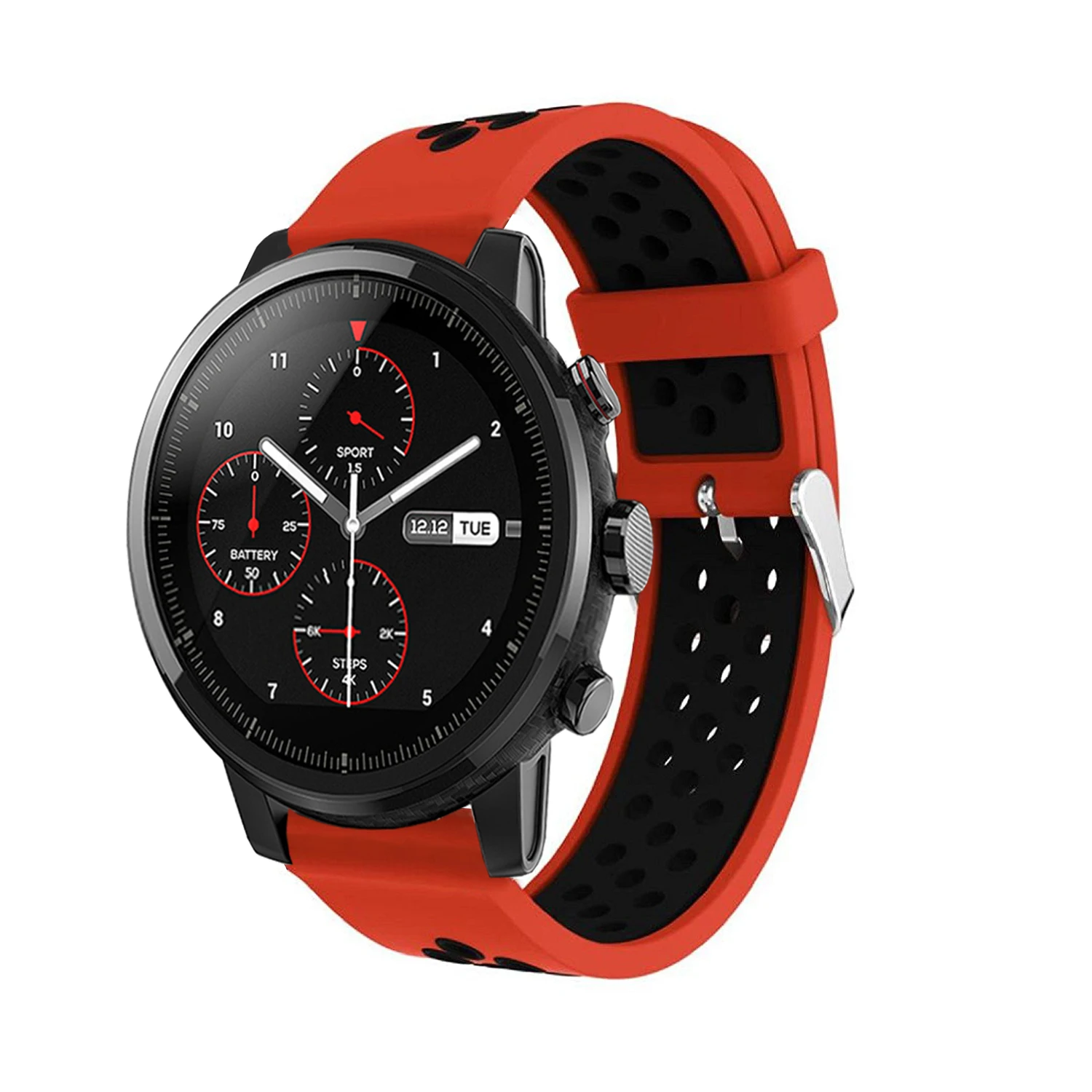 red black 22 мм спортивные силиконовые часы ремешок для Xiaomi Huami Amazfit Strato спортивные часы 2 Смарт часы заменены Пряжка ремешок - Цвет: red black