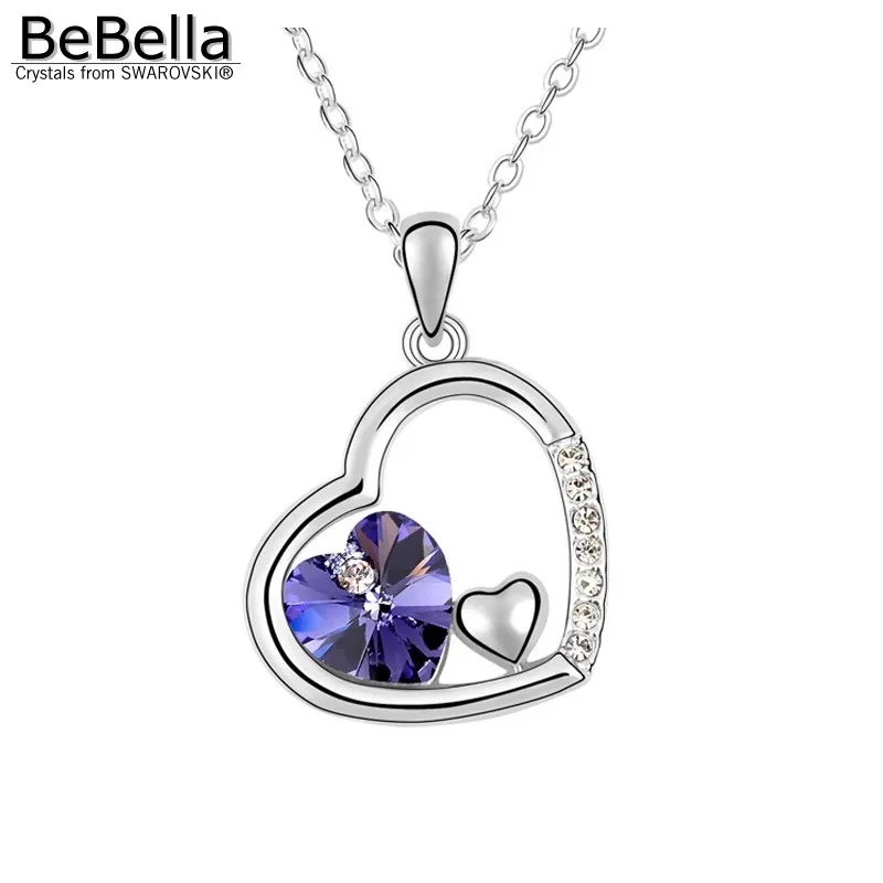 Женское ожерелье с подвеской в виде сердца BeBella кристаллами Swarovski модные