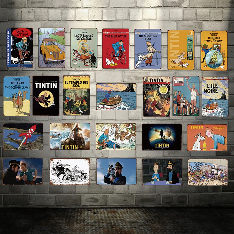 [Kelly66] Tintin металлический знак Олово плакат табличка для домашнего декора стены книги по искусству живопись 20*30 см размеры Dy60