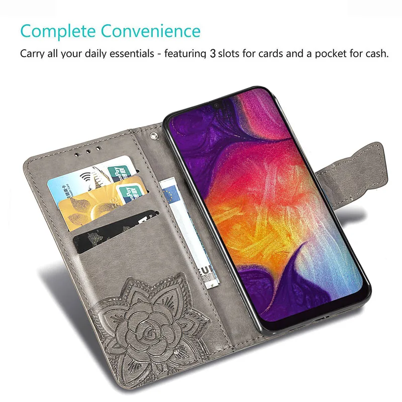 Чехол с бабочкой для Samsung Galaxy A70 A50 A40 A30 A10 откидной чехол кожаный кошелек A 70 30 40 50