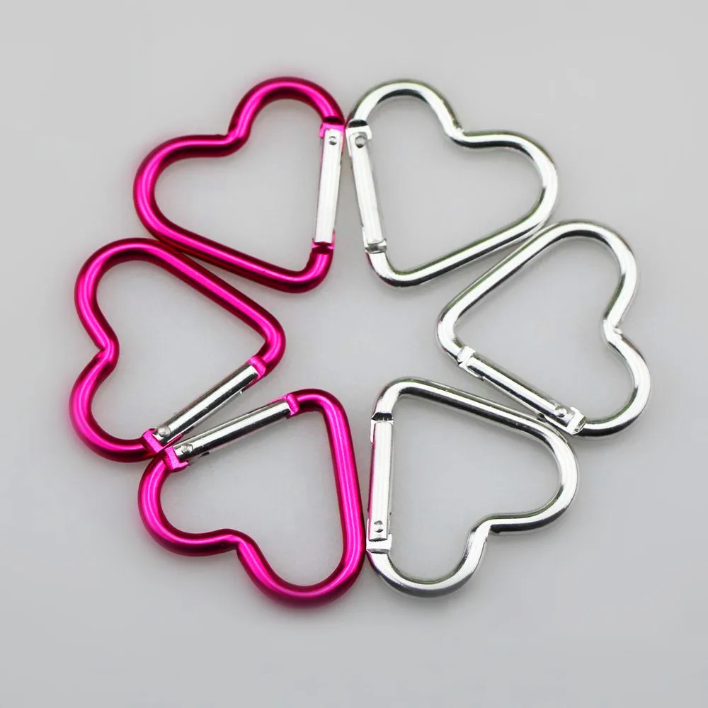 

5pcs Heart-shaped Aluminum Carabiner Key Chain Clip Outdoor Keyring Hook Water Bottle Hanging Buckle Travel Kit Accessories