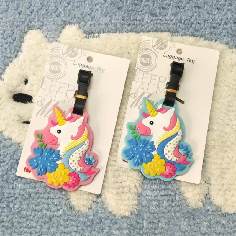 

Cartoon Animal Unicorn Silicone Suitcase ID Address Holder Baggage Boarding Tag Portable Luggage Tags Travel Accessories