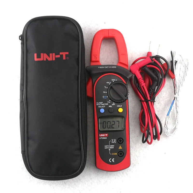 UNI T UT204A AC DC 600A 600V Цифровой клещи мультиметр Авто Диапазон Амперметр Вольтметр Ом