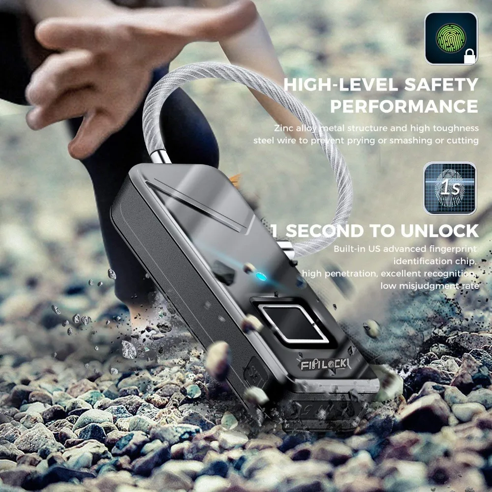 Smart Fingerprint Lock Mini Portable Biometric Security No Password Waterproof Anti-Theft Padlock Luggage Cupboard Drawer Door |