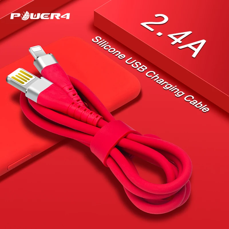 Зарядный кабель Power4 для iPhone двухсторонний эластичный USB быстрой зарядки и
