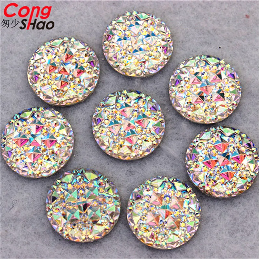 Cong Shao 18mm 50PCS AB Colorful Round Stones And Crystals Flat Back Resin Rhinestone Applique DIY Costume Accessories ZZ34 | Дом и сад