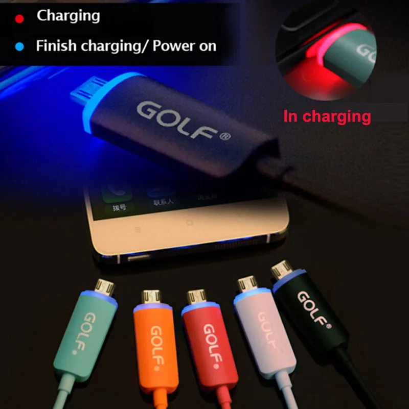 5 шт./лот Гольф 1 м из светодиодов Micro USB 2.0 кабель и синхронизации-зарядки зарядный