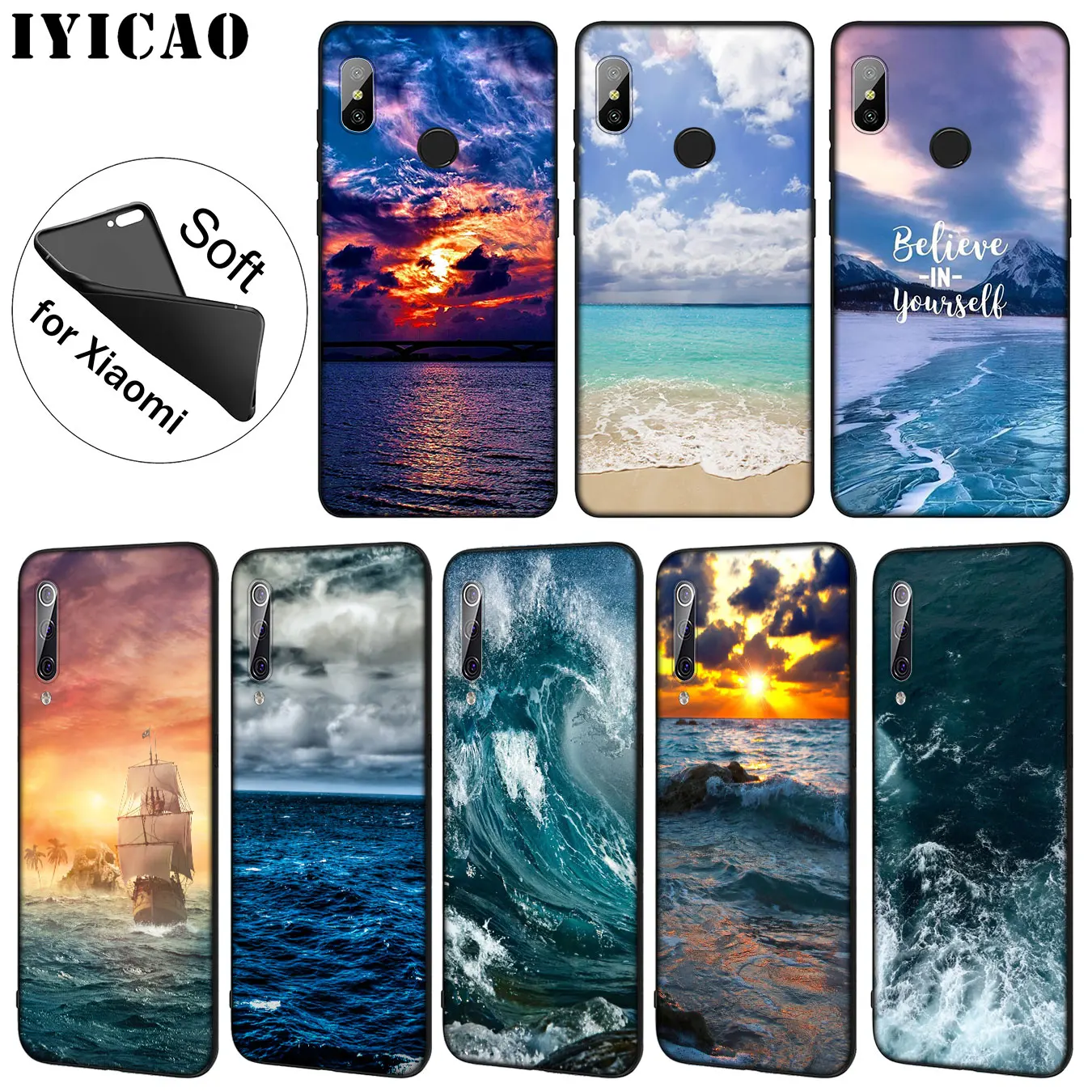 IYICAO Морской спрей Мягкий силиконовый чехол для телефона Xiaomi Mi 10 9 9T CC9 CC9E 8 SE A3 Pro A1 A2